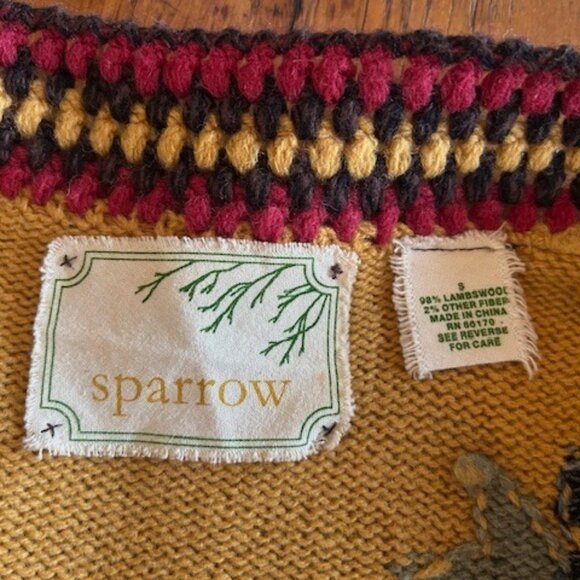 Vintage Sparrow Anthropologie Lambswool "Yellow Brick Road" Duster Cardigan - Picture 14 of 14